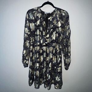 Zara Babydoll Metallic Flounce Dress - Sz S